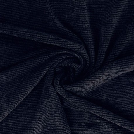 Coupon 3m Tissu Velours Côtelé Bleu Marine 