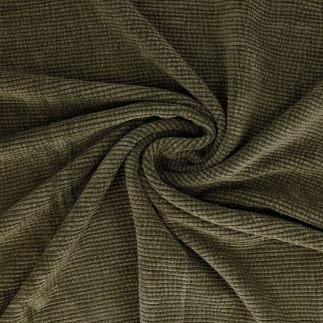Coupon 3m Tissu Velours Côtelé Kaki 