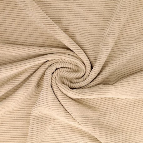 Coupon 3m Tissu Velours Côtelé Beige