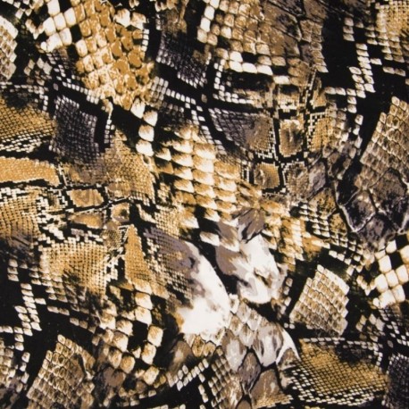 Coupon 3m Tissu Viscose Twill Imprime Beige marron noir