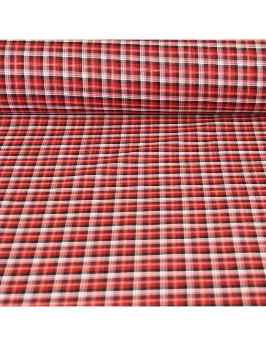 Tissu voile de coton à carreaux rouge