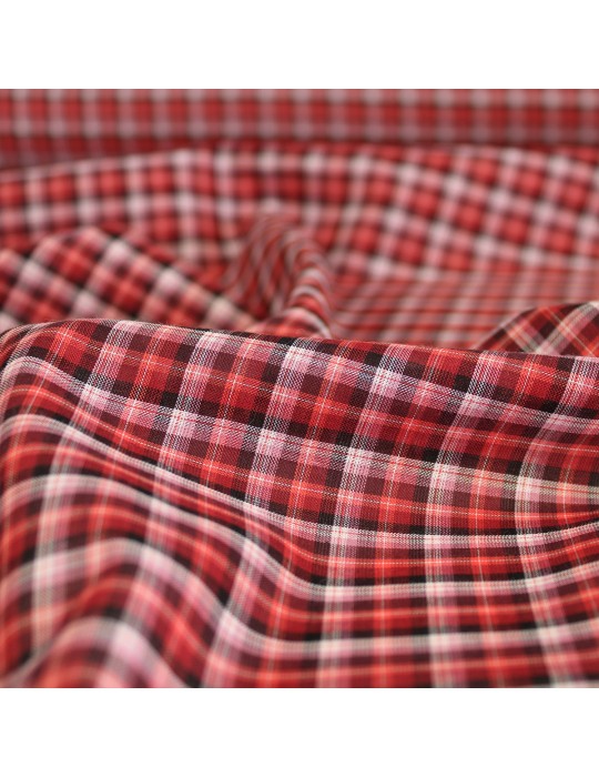 Tissu voile de coton à carreaux rouge