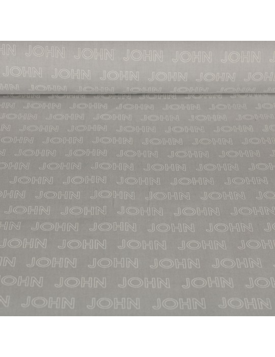 Tissu cretonne imprimé gris