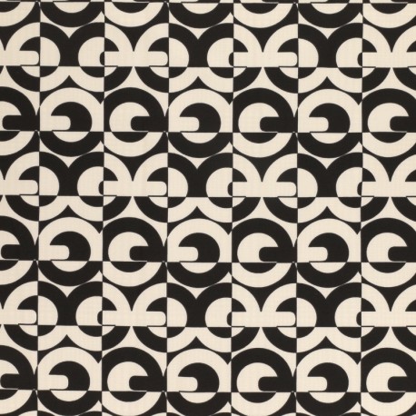 Coupon 3m Tissu Viscose Fluide stretch Imprimée Cercles 