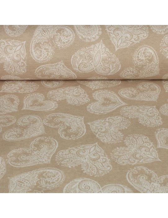 Tissu coton/polyester grande largeur beige