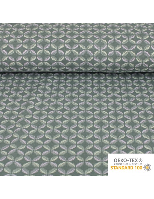 Tissu Jersey imprimé motifs géométriques oeko-tex vert