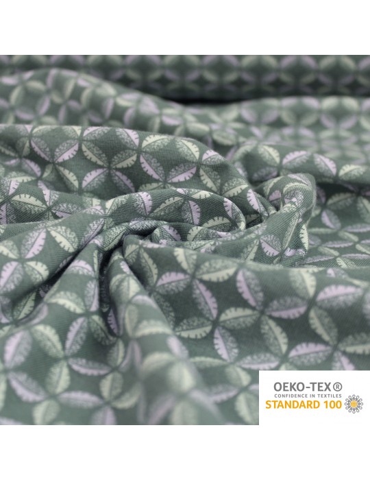 Tissu Jersey imprimé motifs géométriques oeko-tex vert