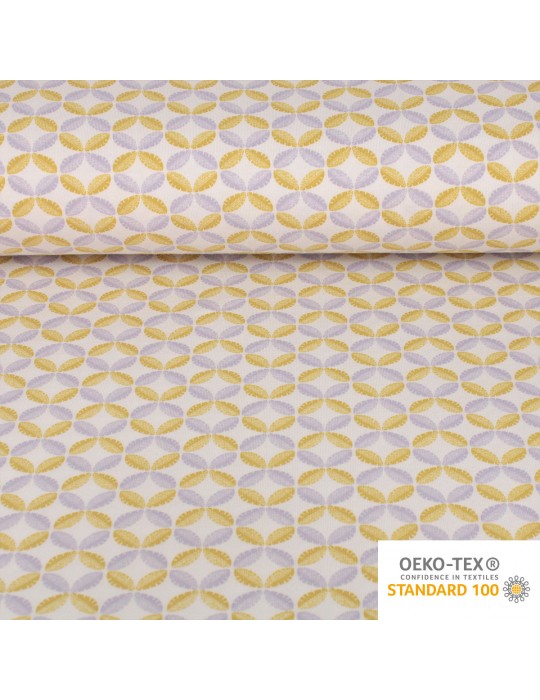 Tissu Jersey imprimé motifs géométriques oeko-tex blanc