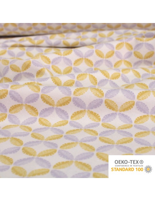 Tissu Jersey imprimé motifs géométriques oeko-tex blanc