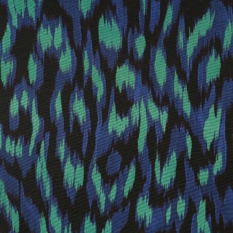 Coupon 3m Tissu Viscose Stretch Imprimé Vert bleu Roi 