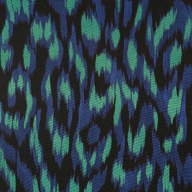 Coupon 3m Tissu Viscose Stretch Imprimé Vert bleu Roi 