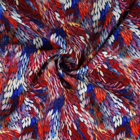 Coupon 3m Tissu Viscose Imprimé Bergame Rouge 