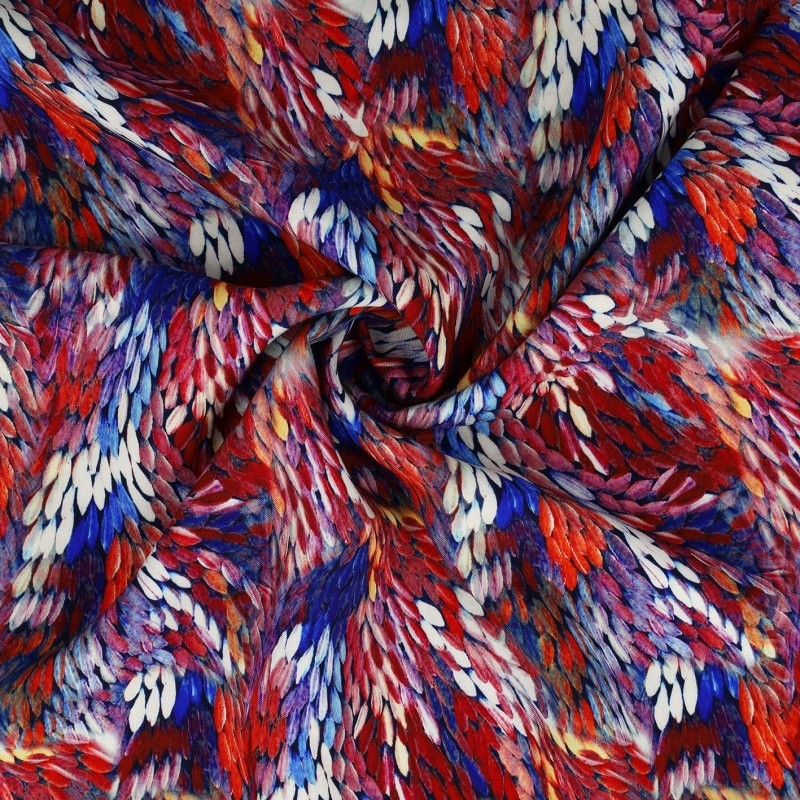 Coupon 3m Tissu Viscose Imprimé Bergame Rouge 
