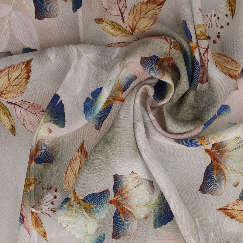 Coupon 3m Tissu Popeline de Viscose Imprimée Motif Floral Délicat