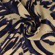 Coupon 3m Tissu Viscose Lin Imprimé Digital Bleu