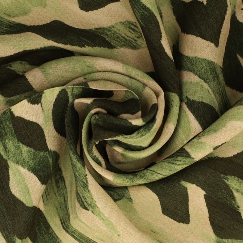 Coupon 3m Tissu Popeline de Viscose Imprimé Digital Vert 