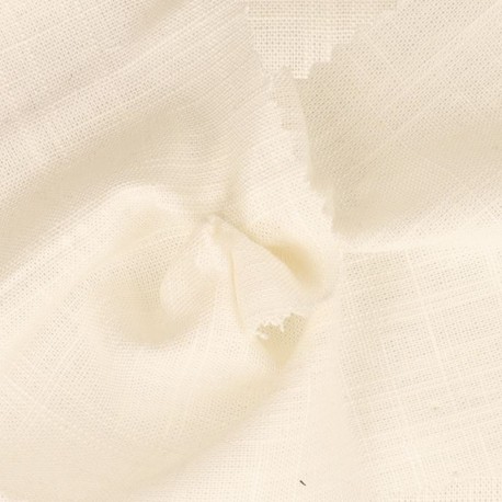 Coupon 3m Tissu Viscose Lin Uni Blanc 