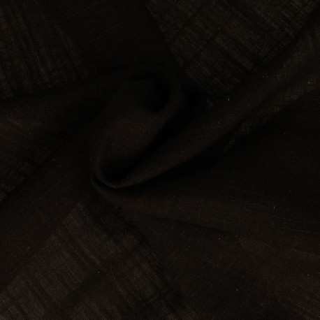 Coupon 3m Tissu Viscose Lin Uni Noir