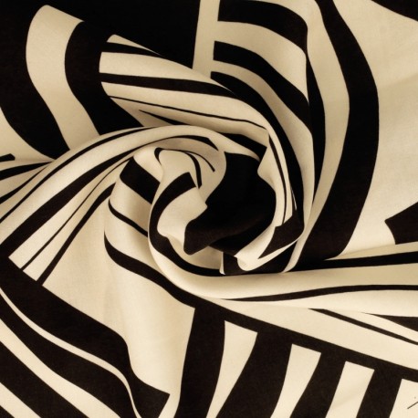 Coupon 3m Tissu Viscose Imprimé Noir