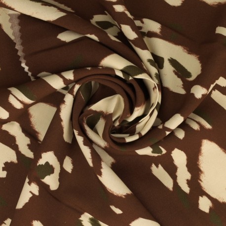 Coupon 3m Tissu Viscose Imprimé Chocolat 