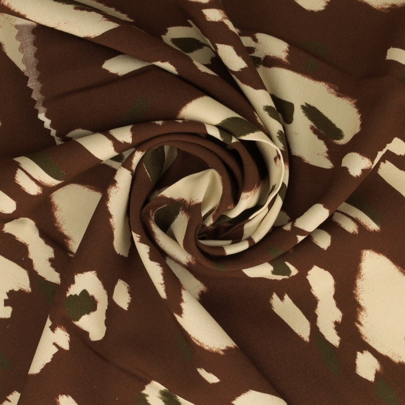 Coupon 3m Tissu Viscose Imprimé Chocolat 