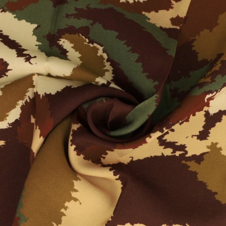 Coupon 3m Tissu Viscose Imprimé Marron