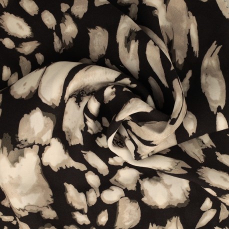 Coupon 3m Tissu Viscose Imprimé Noir blanc