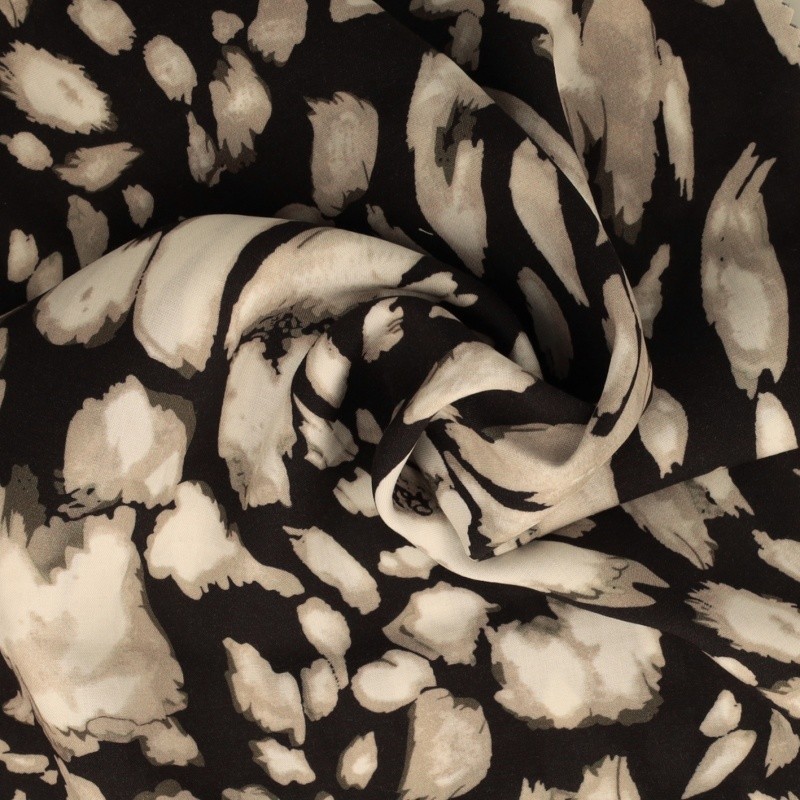Coupon 3m Tissu Viscose Imprimé Noir blanc