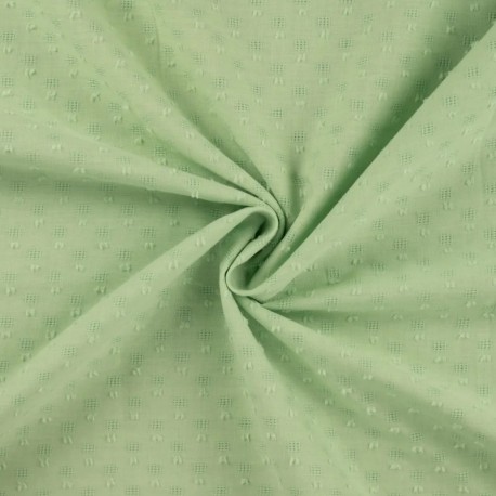 Coupon 3m Tissu Voile de Coton Plumetis Vert D'eau 