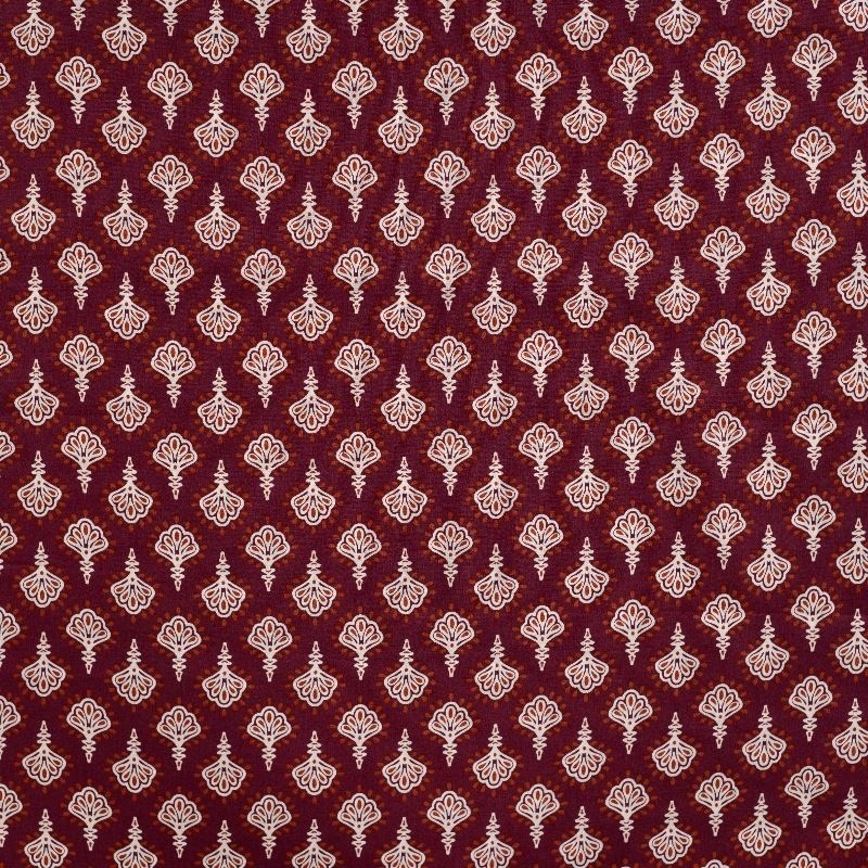 Coupon 3m Tissu Voile de Coton Imprimé Cognac