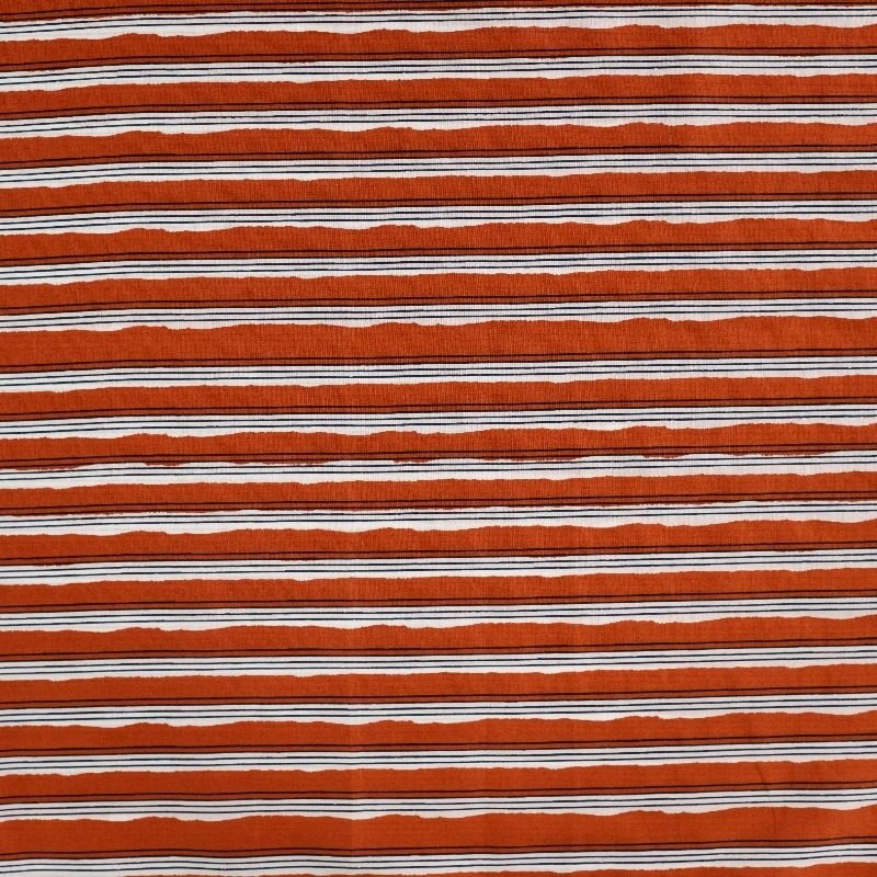 Coupon 3m Tissu Voile de Coton Imprimé Cognac