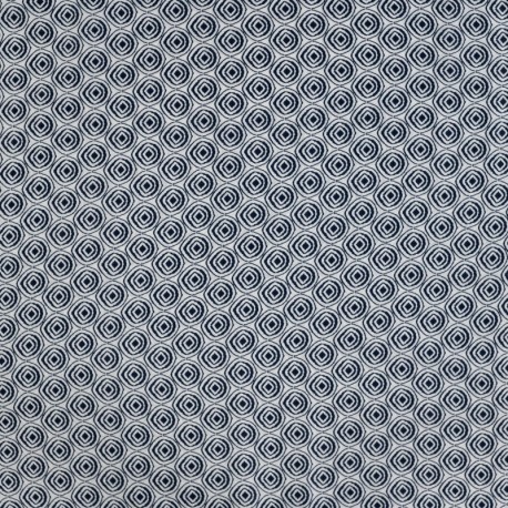 Coupon 3m Tissu Voile de Coton Imprimé Bleu