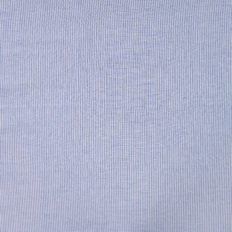 Coupon 3m Tissu Voile Coton Tissé Teint Rayure Bleu