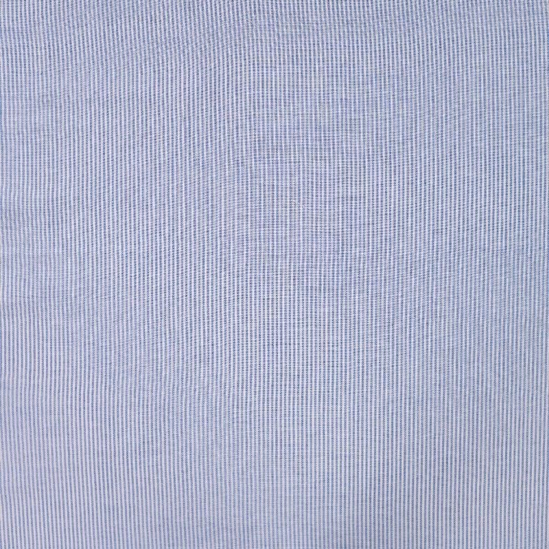 Coupon 3m Tissu Voile Coton Tissé Teint Rayure Bleu