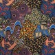 Coupon 3m Tissu Voile de Coton Imprimé Africa Bleu 