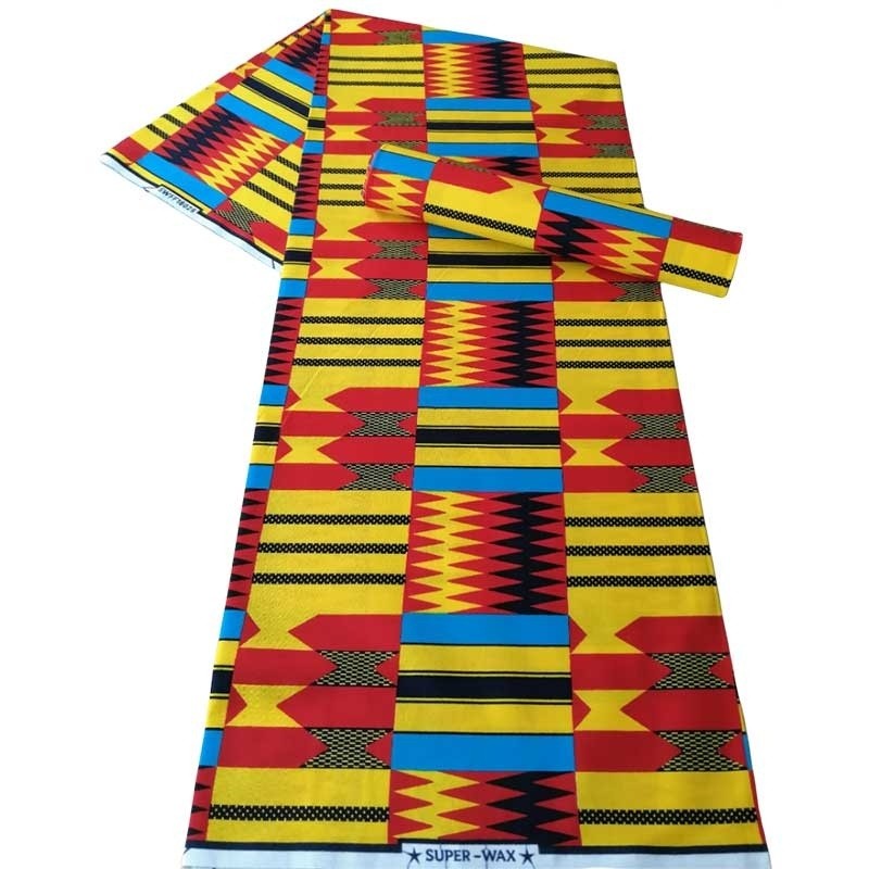 Coupon 3m Tissu Super Wax Geometrique Multicolore