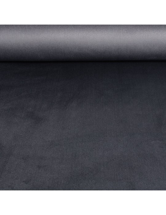 Tissu velours uni 100 % polyester 140 cm gris
