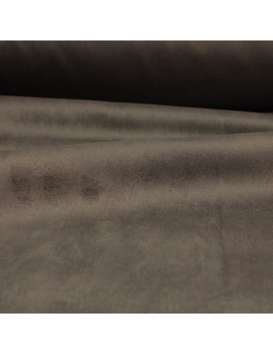 Tissu velours uni taupe 100 % polyester 140 cm