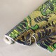 Coupon 3m Tissu Wax Imprimé Vert Jaune 
