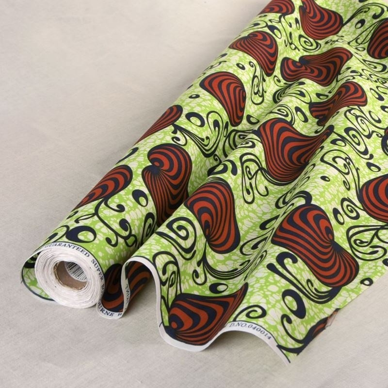 Coupon 3m Tissu Wax Imprimé Vert Pistache