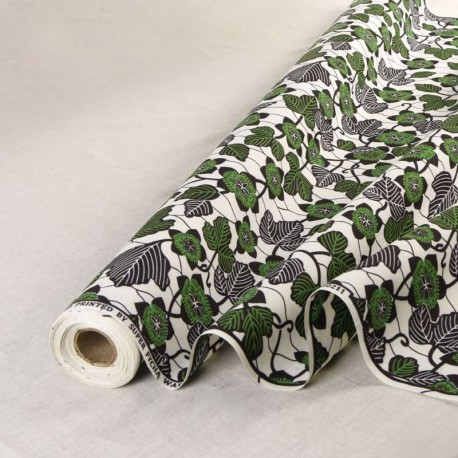 Coupon 3m Tissu Wax Imprimé Creme Vert 