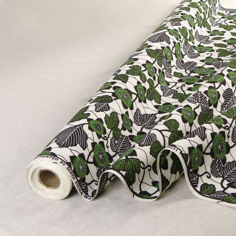 Coupon 3m Tissu Wax Imprimé Creme Vert 