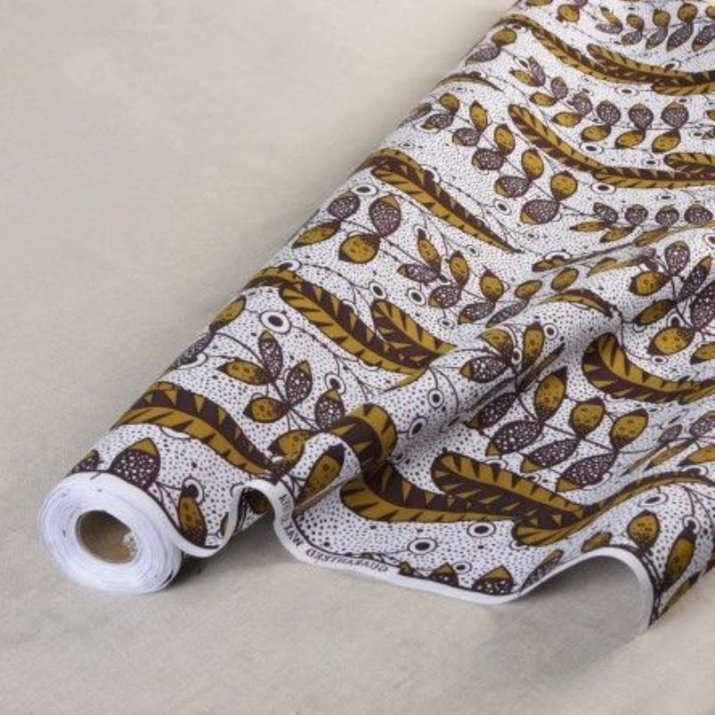 Coupon 3m Tissu Wax Imprimé Marron 