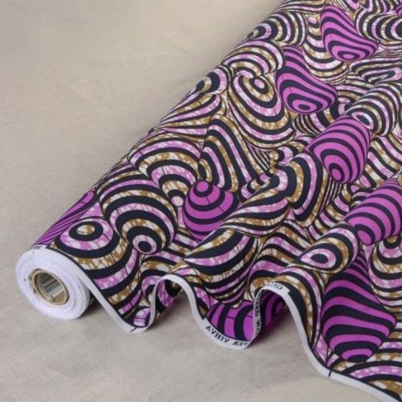Coupon 3m Tissu Wax Imprimé Rose Violet 
