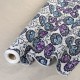 Coupon 3m Tissu Wax Imprimé Creme Violet Bleu 