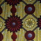 Coupon 3m Tissu Wax Imprimé Motif Géométrique rouge Fond Jaune
