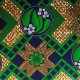 Coupon 3m Tissu Wax Imprimé Motif Floral Vert Fond Ocre