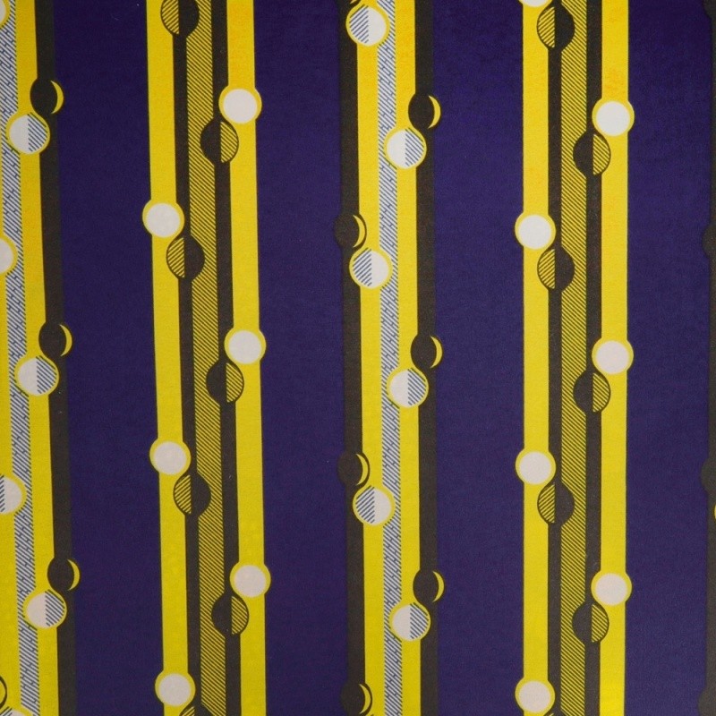 Coupon 3m Tissu Wax Imprimé Motif Rayé Bleu et Jaune