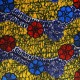Coupon 3m Tissu Wax Imprimé Motif Floral Bleu et Rouge