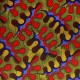 Coupon 3m Tissu Wax Imprimé Abstrait Rouge et Bleu sur Fond Jaune